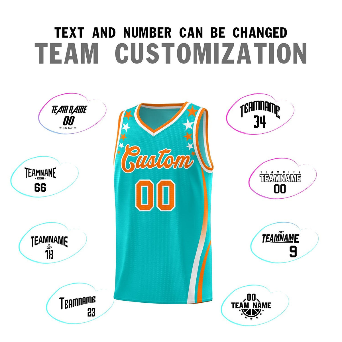 Custom Sky Blue Shoulders Star Pattern Side Color Block Sports Uniform Basketball Kits