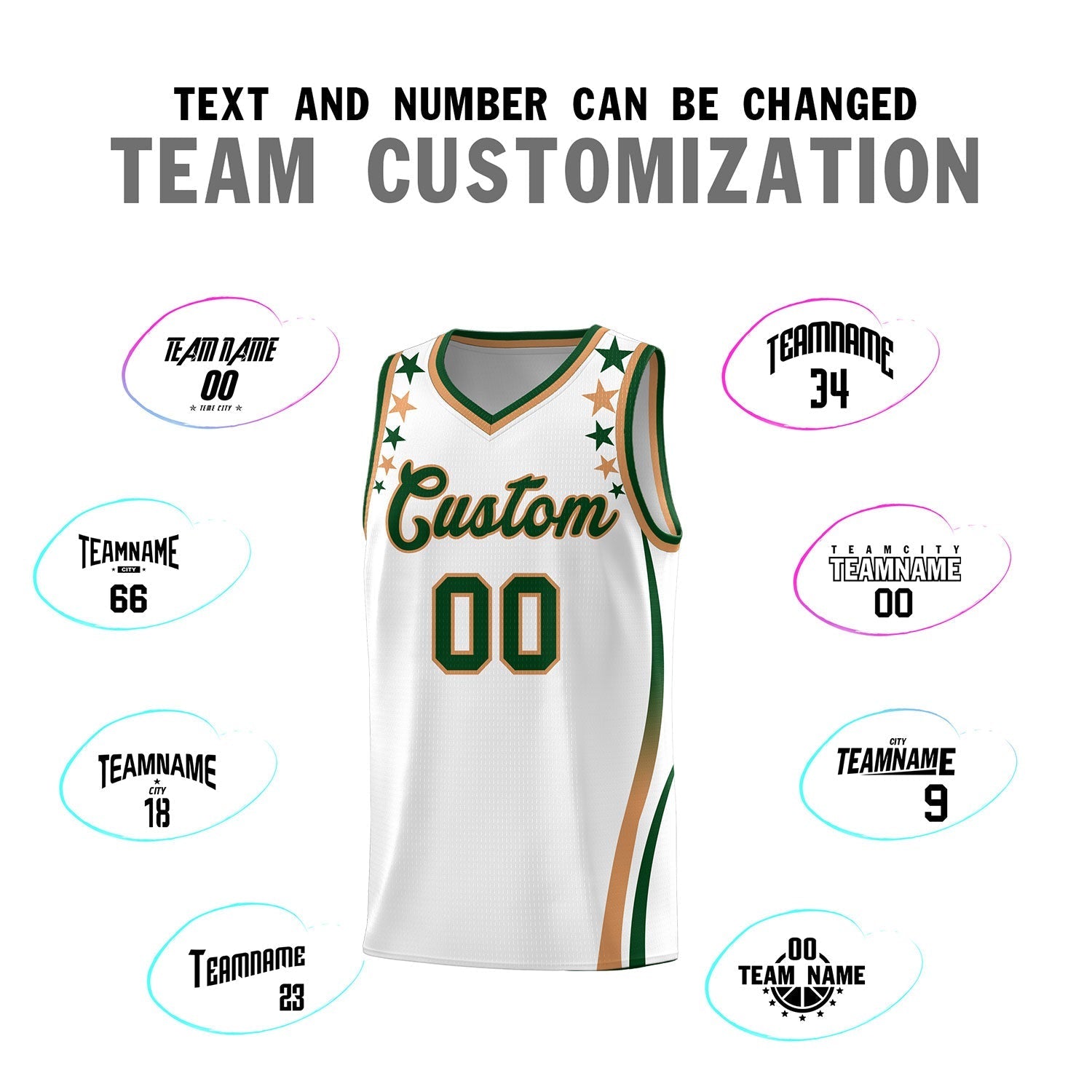 Custom White Shoulders Star Pattern Side Color Block Sports Uniform Basketball Kits