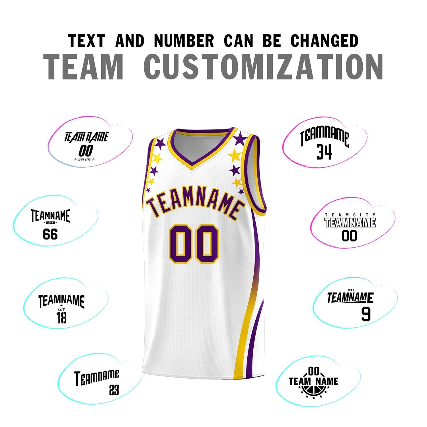 Custom White Shoulders Star Pattern Side Color Block Sports Uniform Basketball Kits