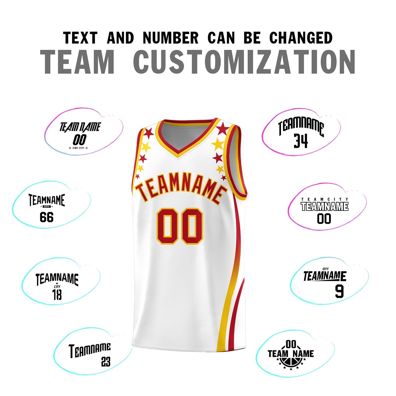 Custom White Shoulders Star Pattern Side Color Block Sports Uniform Basketball Kits
