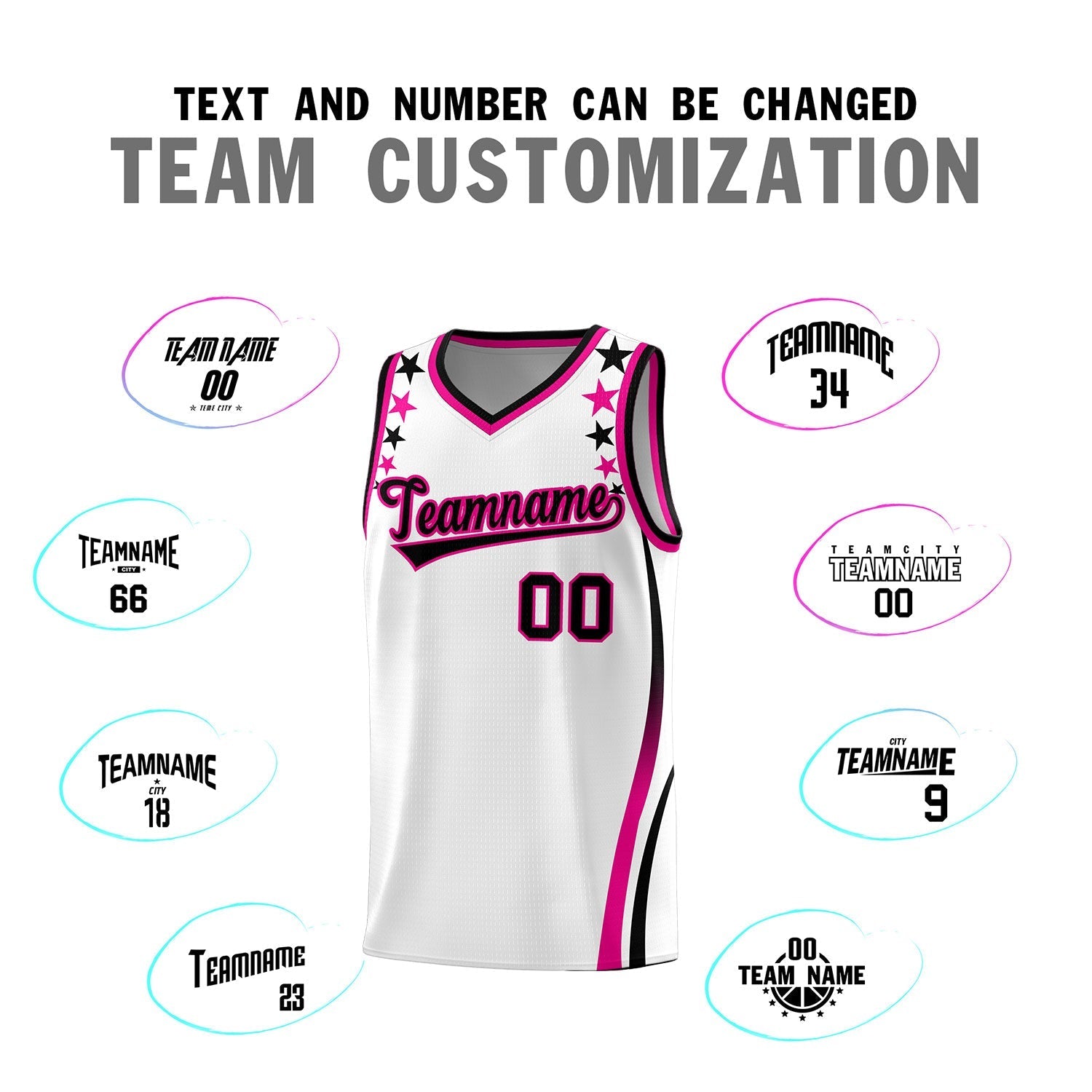 Custom White Shoulders Star Pattern Side Color Block Sports Uniform Basketball Kits