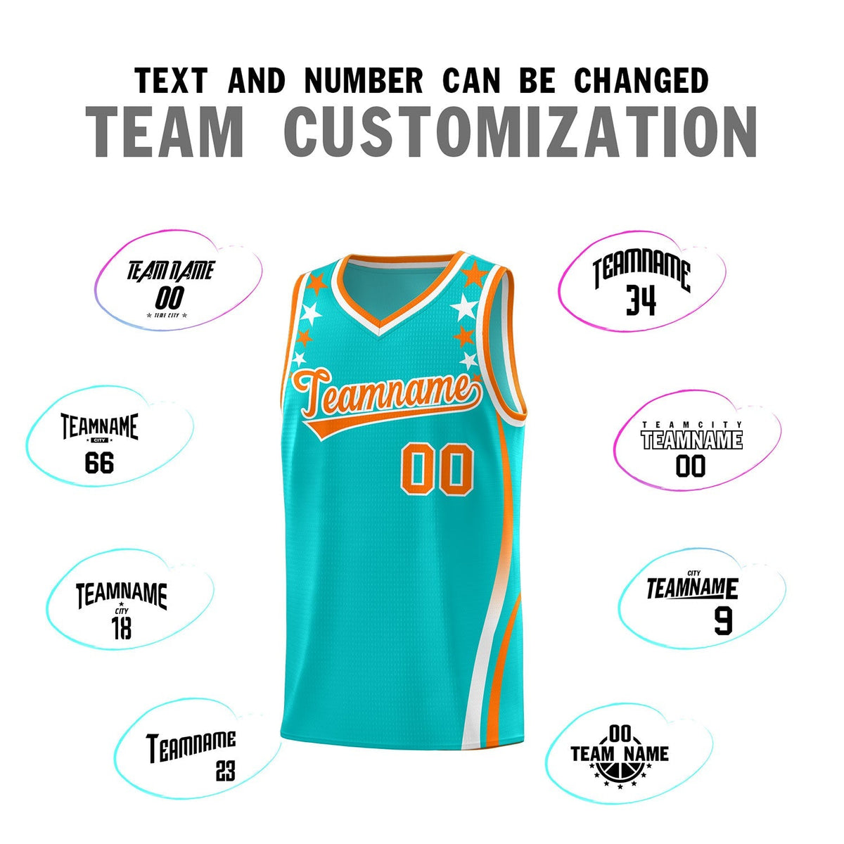 Custom Sky Blue Shoulders Star Pattern Side Color Block Sports Uniform Basketball Kits