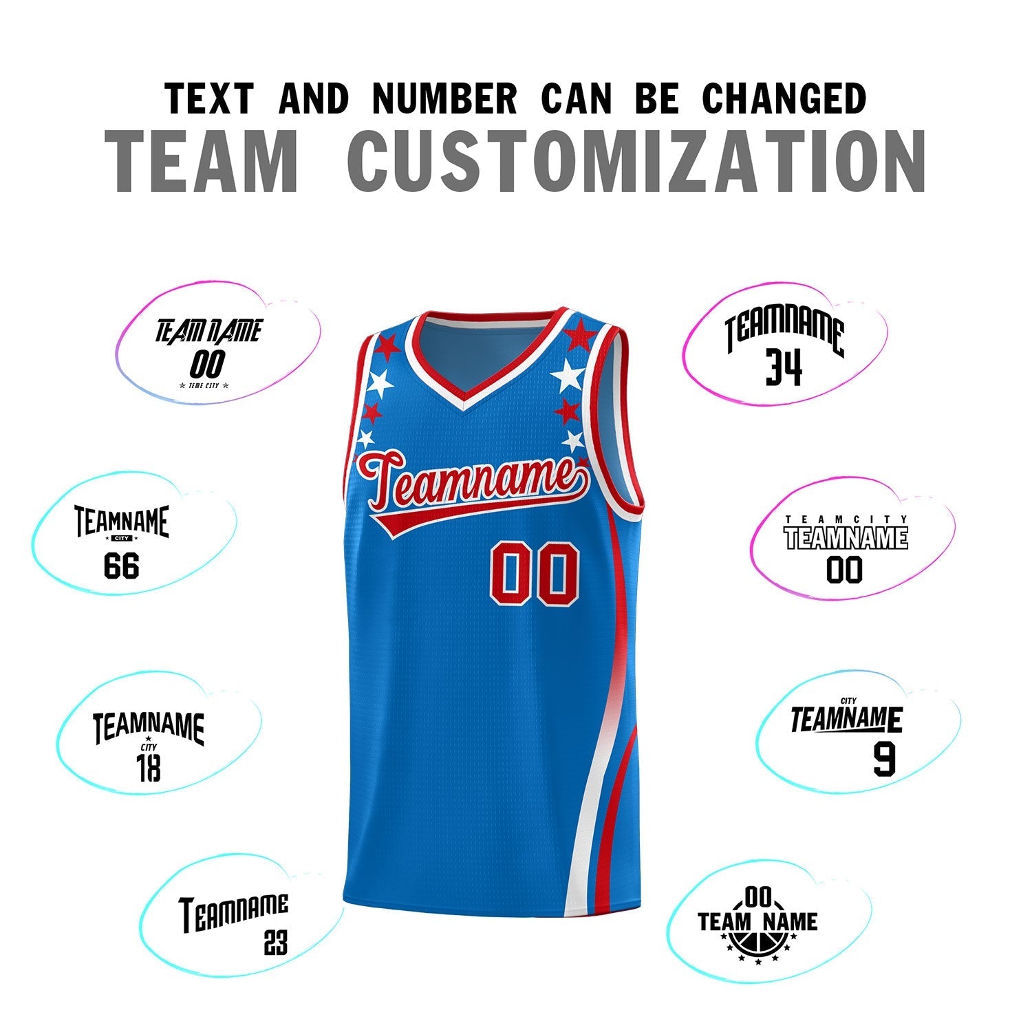 Custom Royal Shoulders Star Pattern Side Color Block Sports Uniform Basketball Kits