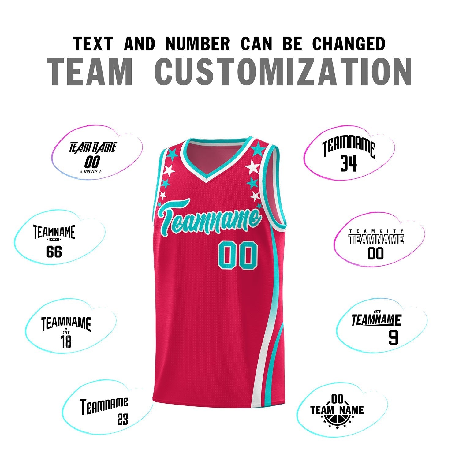 Custom Red Shoulders Star Pattern Side Color Block Sports Uniform Basketball Kits