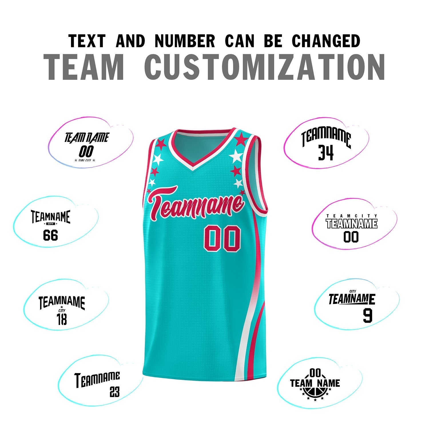 Custom Sky Blue Shoulders Star Pattern Side Color Block Sports Uniform Basketball Kits