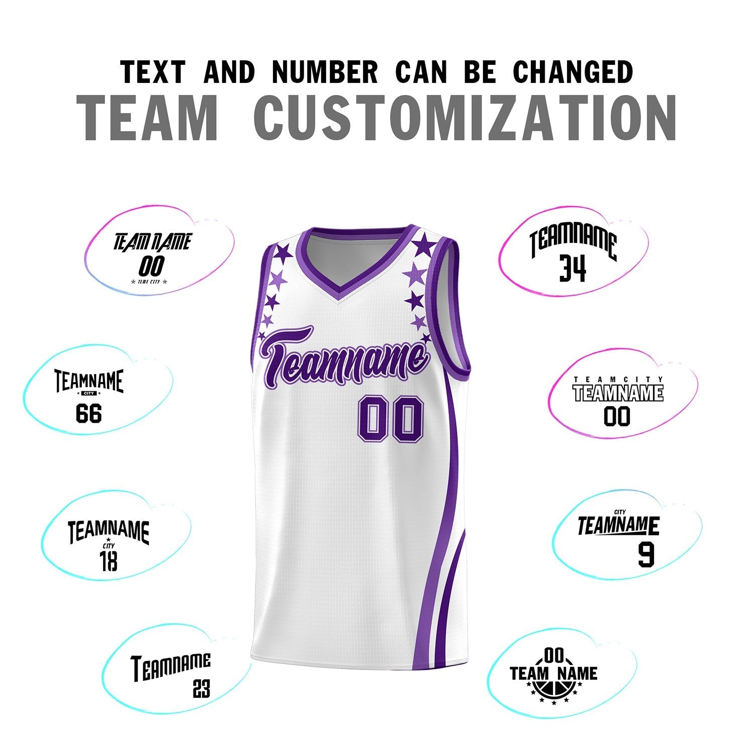 Custom White Shoulders Star Pattern Side Color Block Sports Uniform Basketball Kits