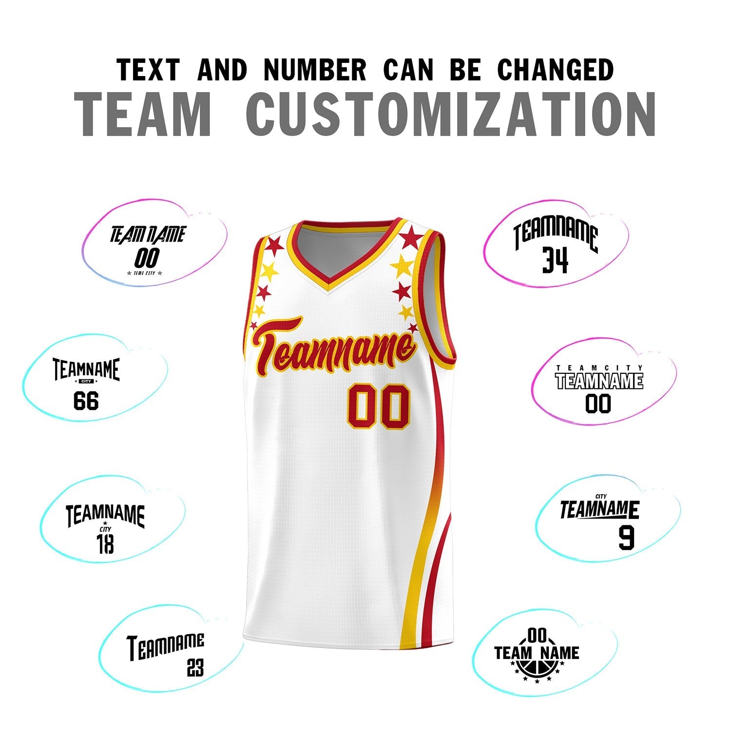 Custom White Shoulders Star Pattern Side Color Block Sports Uniform Basketball Kits