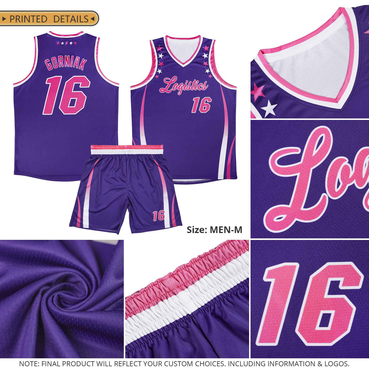 Custom Black Shoulders Star Pattern Side Color Block Sports Uniform Basketball Kits