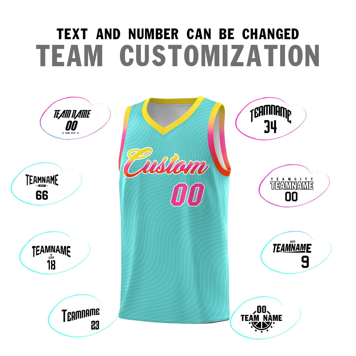 Custom Bright Green Gold Wave Pattern Sports Uniform Basketball Kits