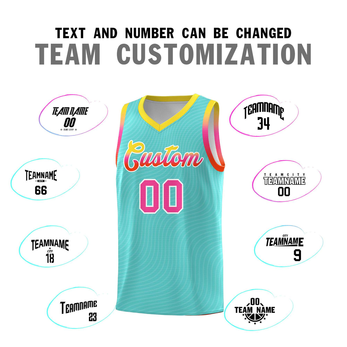 Custom Bright Green Gold Wave Pattern Sports Uniform Basketball Kits