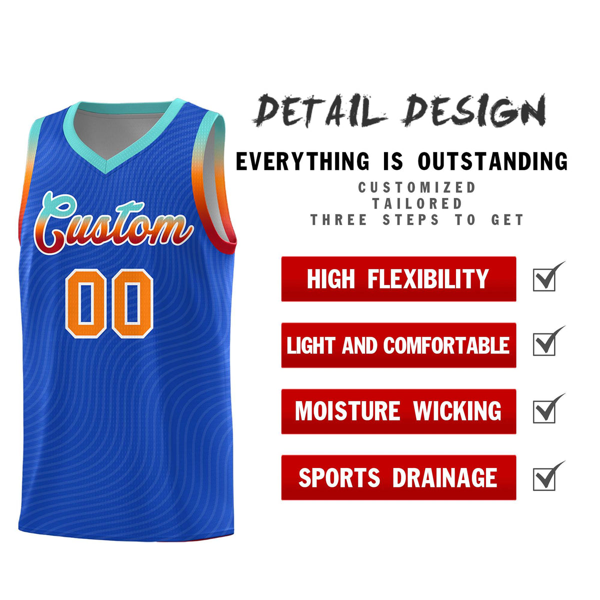 Custom Royal Blue Bright Green Wave Pattern Sports Uniform Basketball Kits