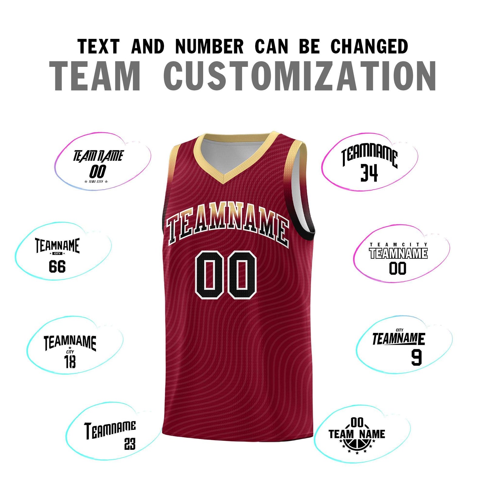Custom Crimson Khaki Wave Pattern Sports Uniform Basketball Kits