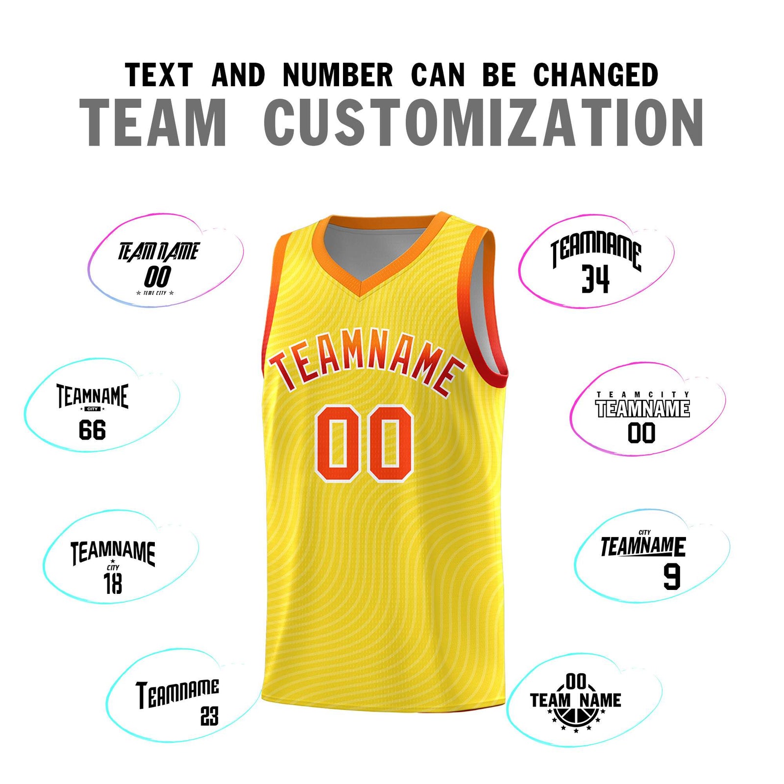 Custom Gold Orange Wave Pattern Sports Uniform Basketball Kits