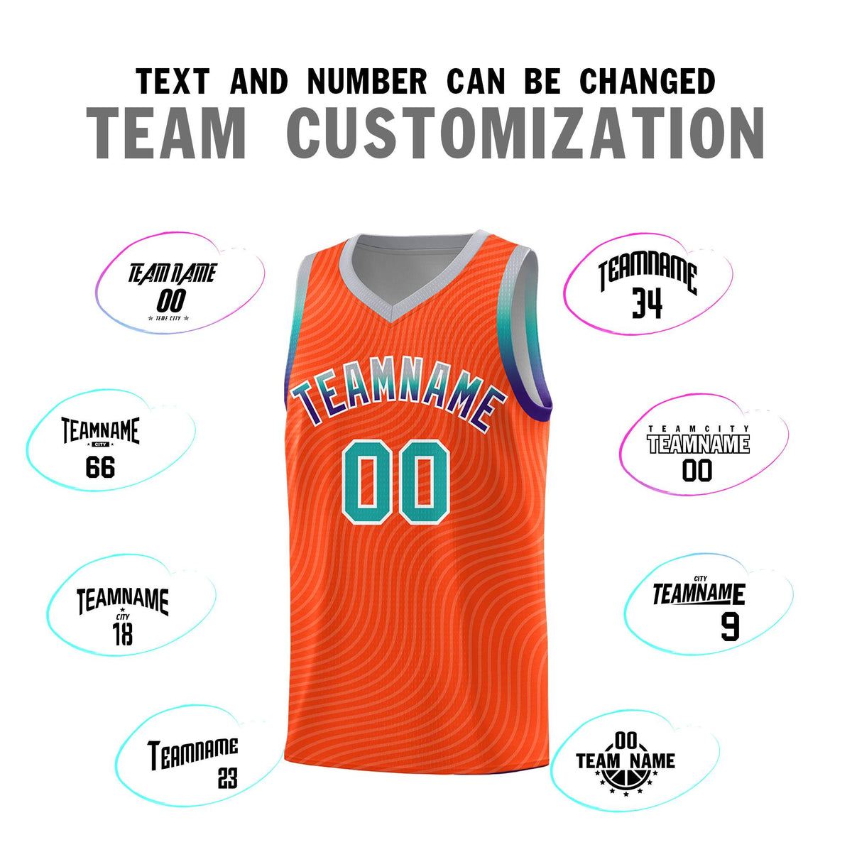 Custom Orange Gray Wave Pattern Sports Uniform Basketball Kits