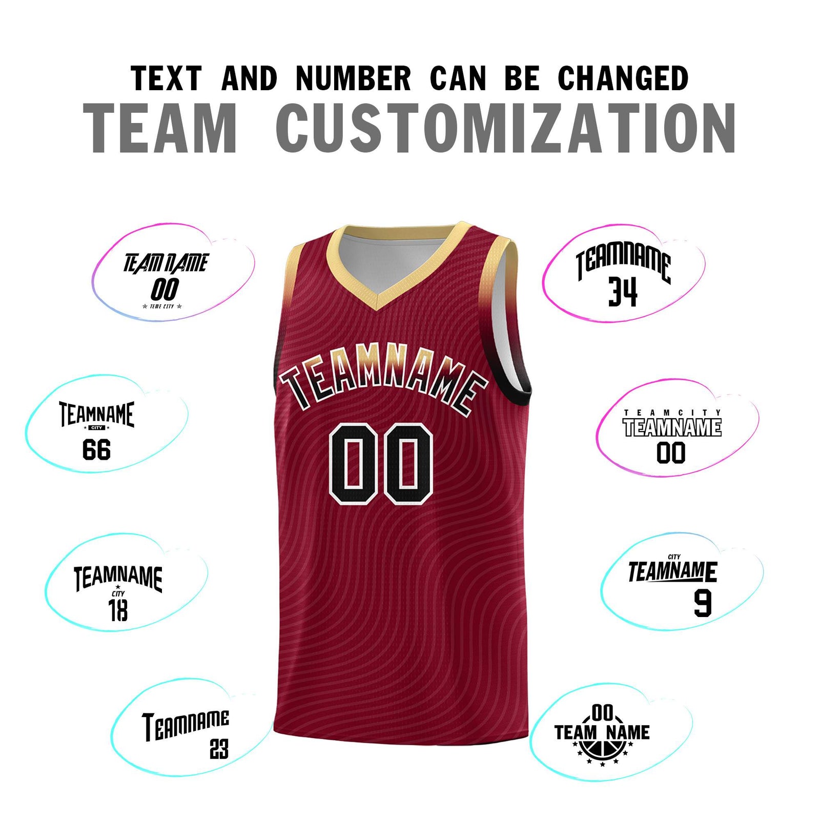 Custom Crimson Khaki Wave Pattern Sports Uniform Basketball Kits