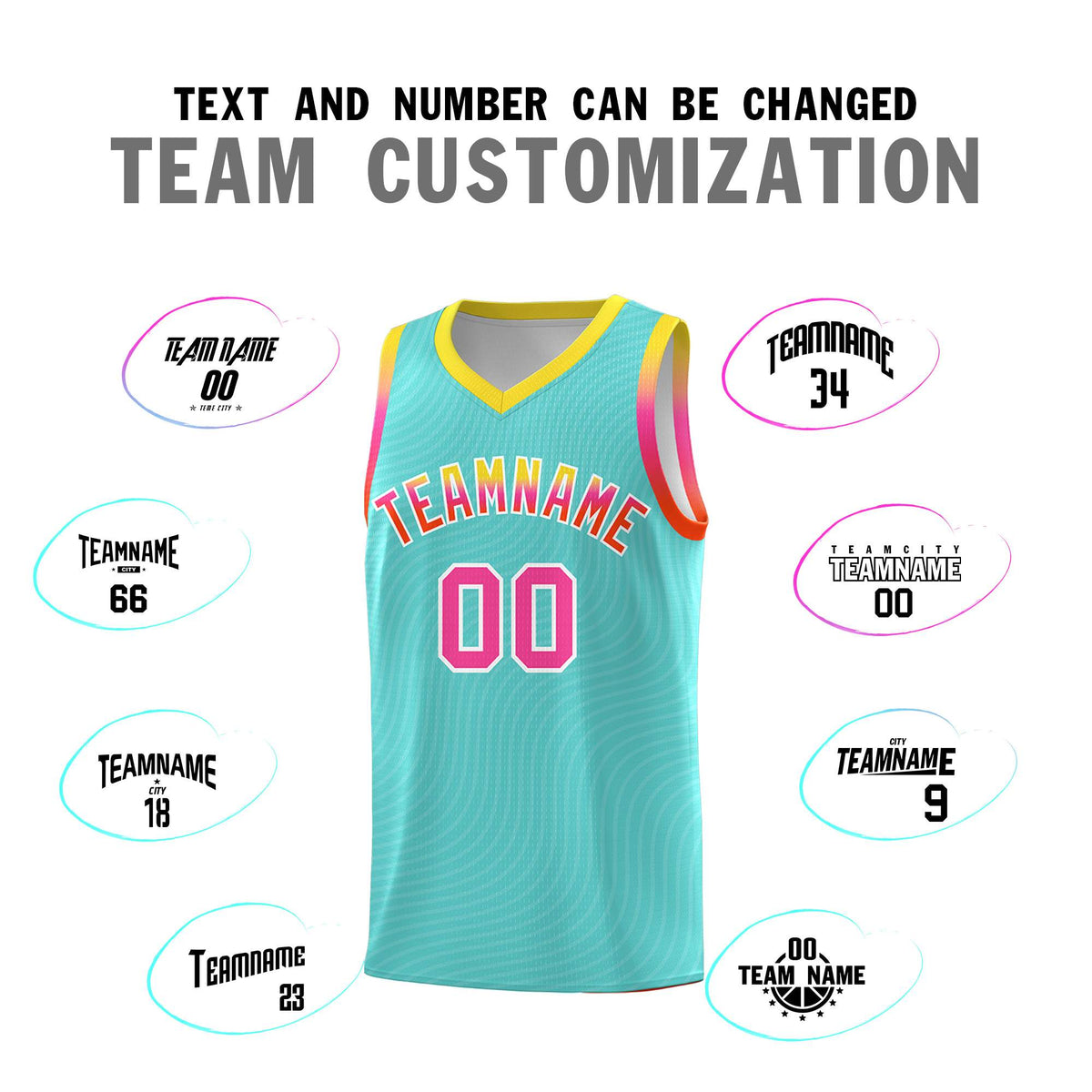 Custom Bright Green Gold Wave Pattern Sports Uniform Basketball Kits
