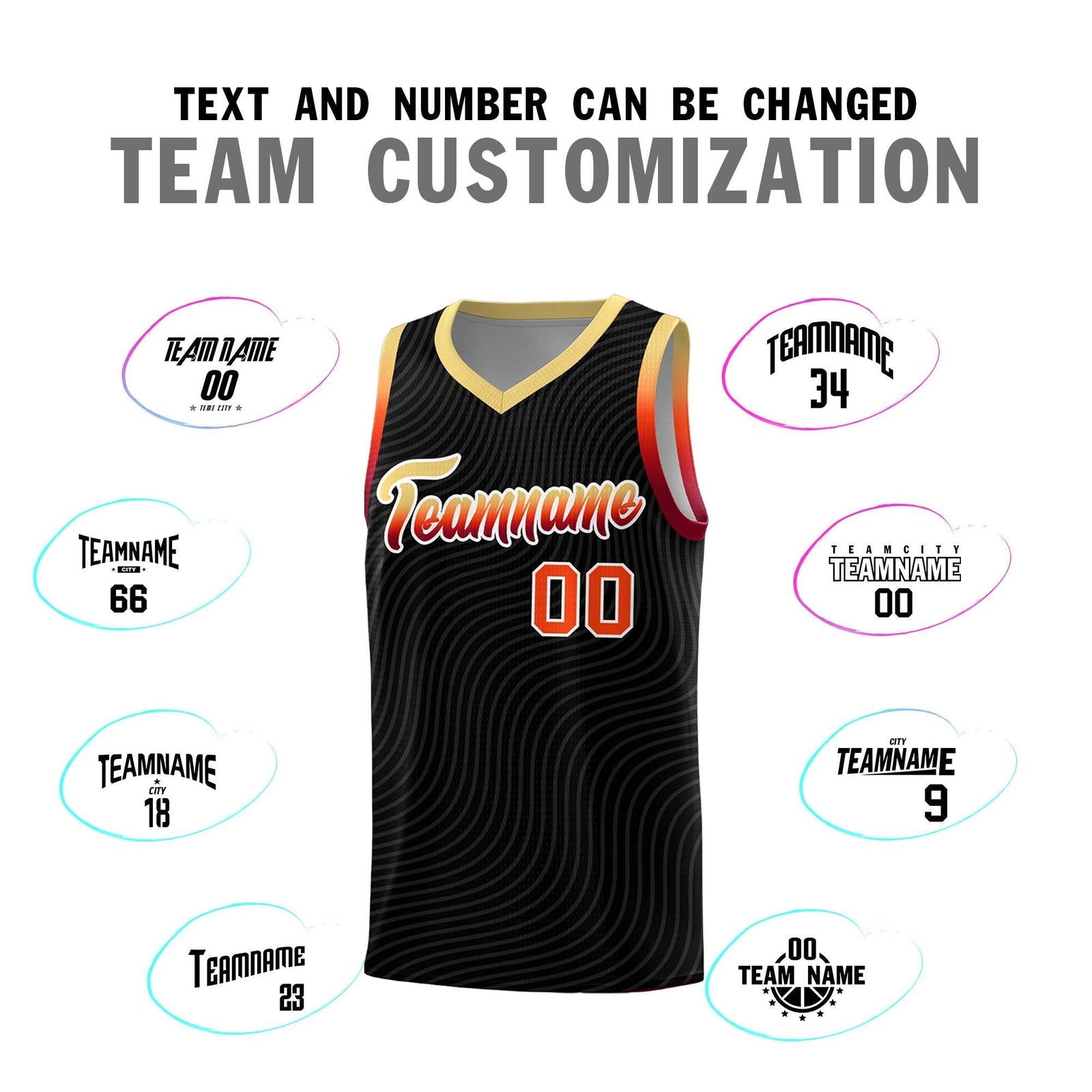 Custom Black Khaki Wave Pattern Sports Uniform Basketball Kits