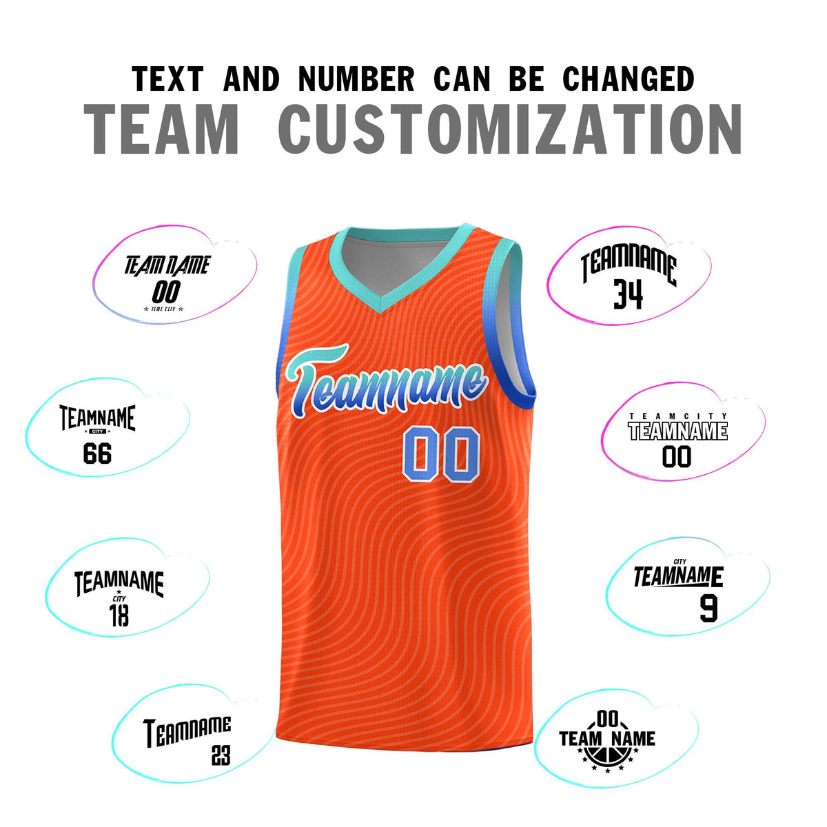 Custom Orange Bright Green Wave Pattern Sports Uniform Basketball Kits