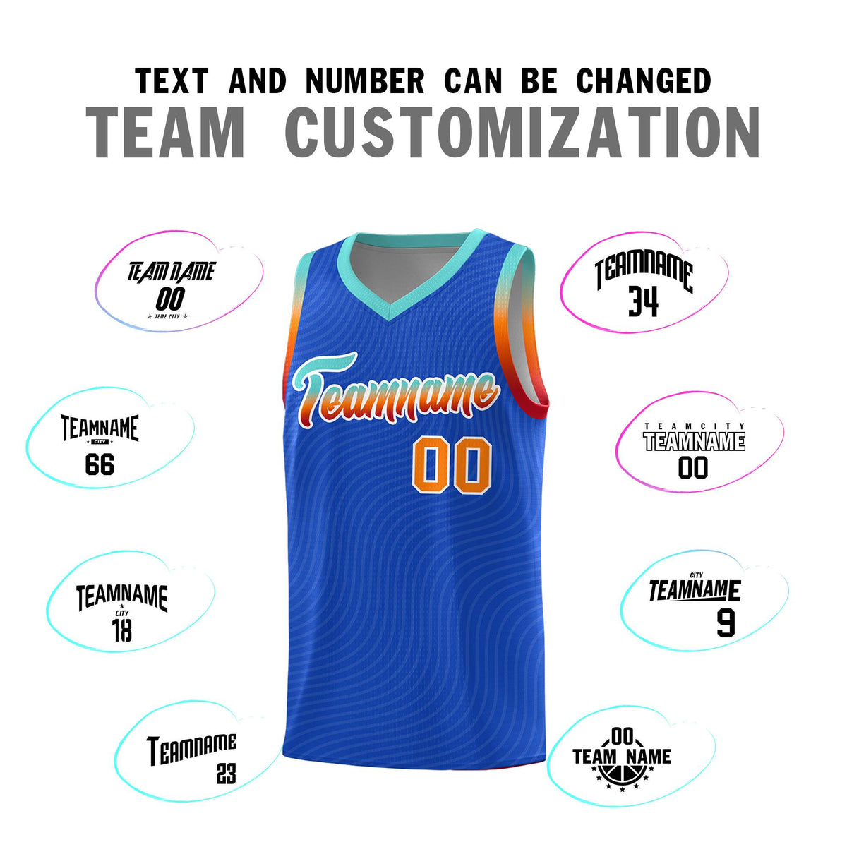 Custom Royal Blue Bright Green Wave Pattern Sports Uniform Basketball Kits