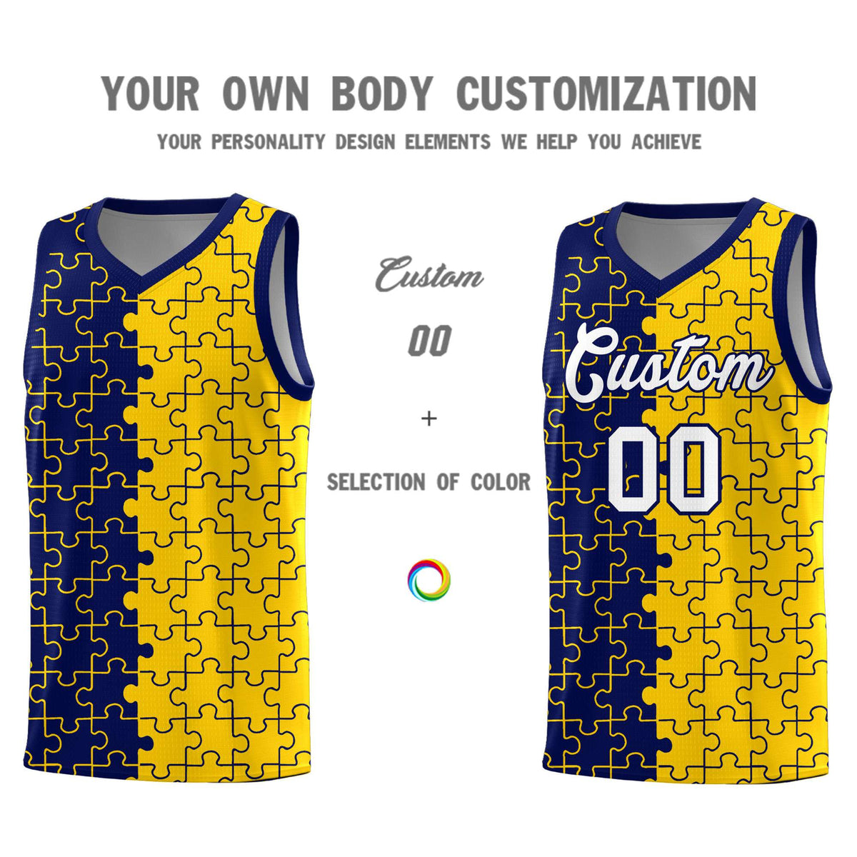 Custom Navy Gold Basketball Jersey