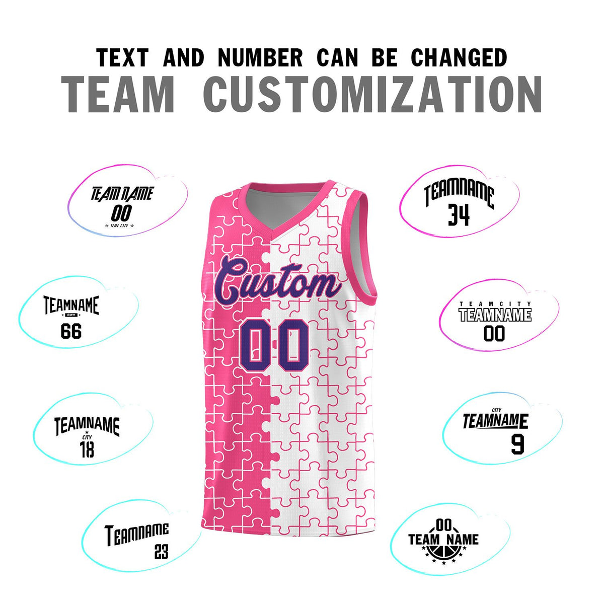 Custom Pink White Basketball Jersey