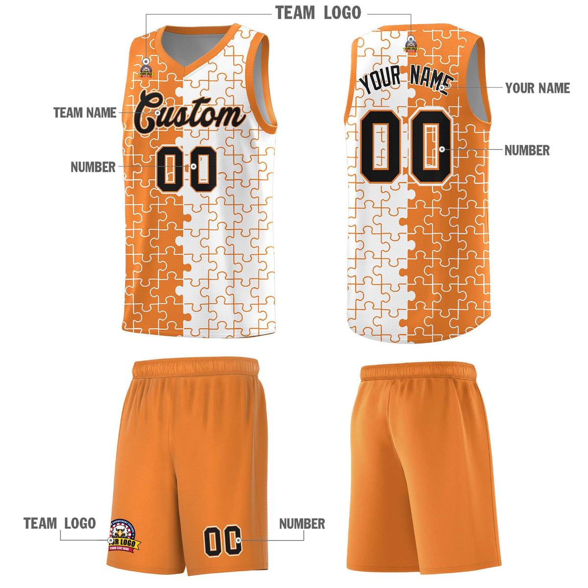 Custom Gold Orange White Basketball Jersey
