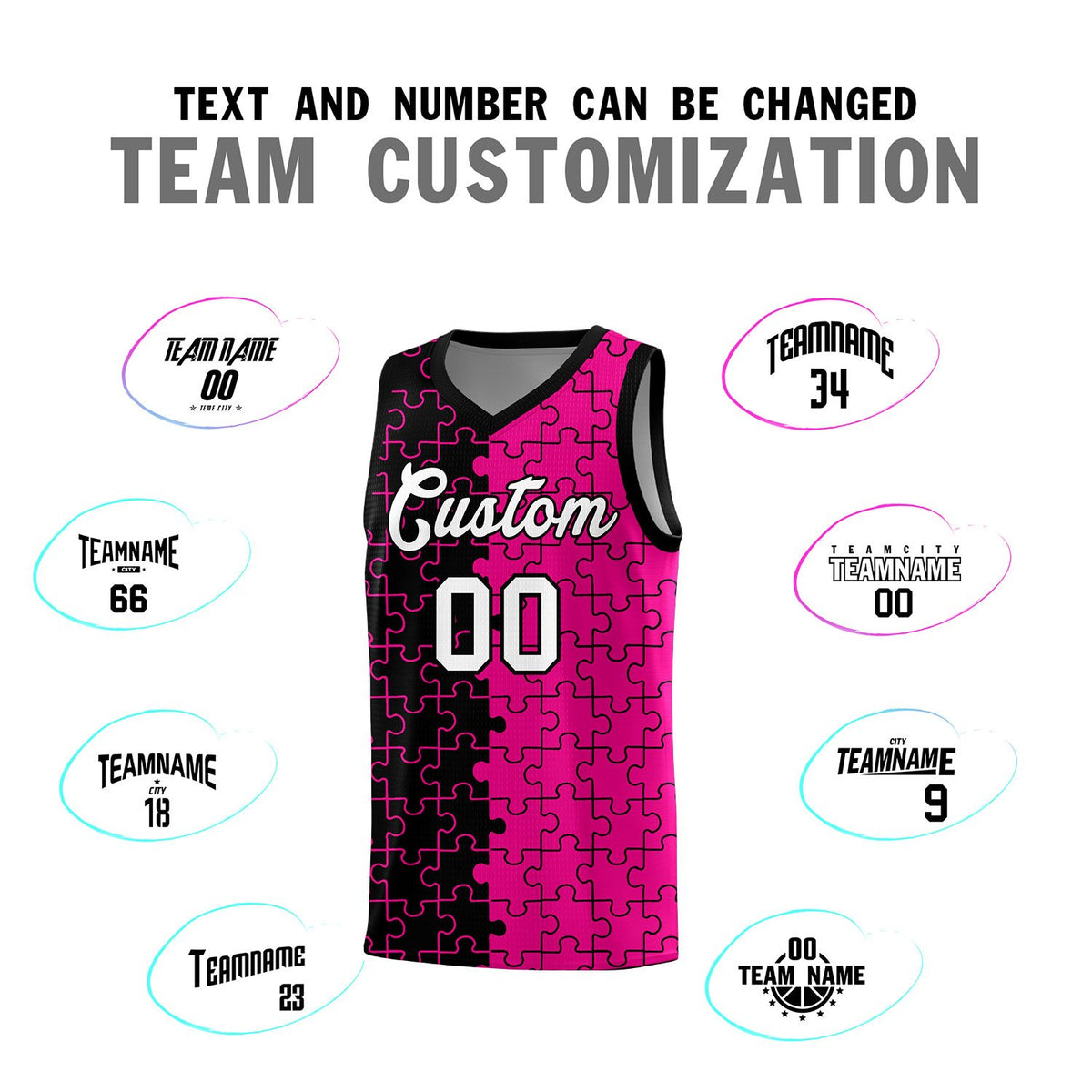 Custom Black Pink Basketball Jersey