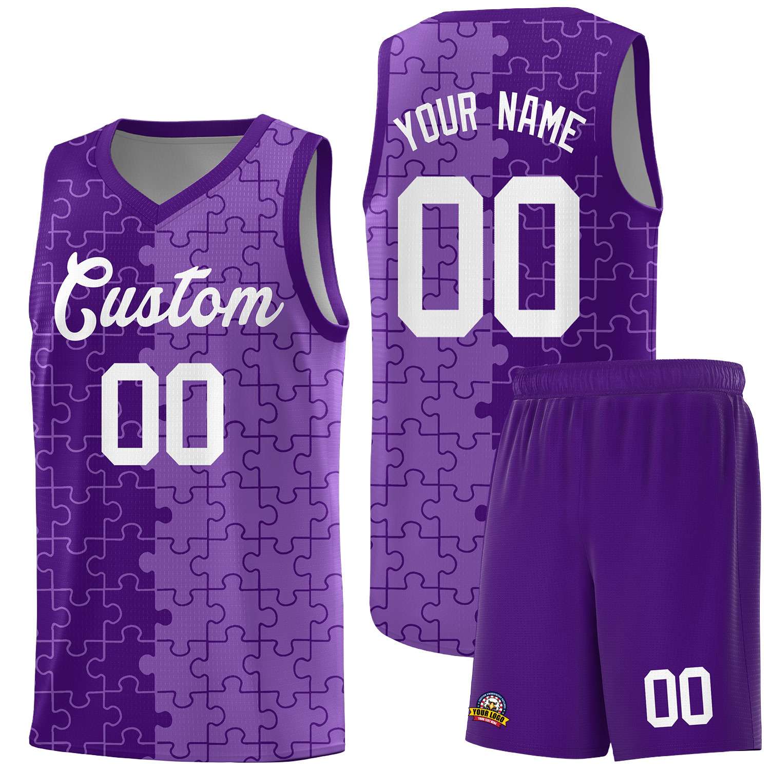 Custom Purple Light Purple Basketball Jersey