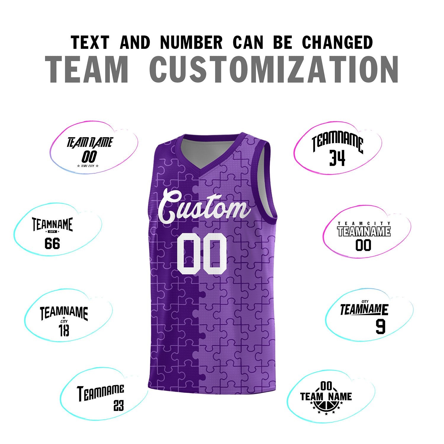 Custom Purple Light Purple Basketball Jersey