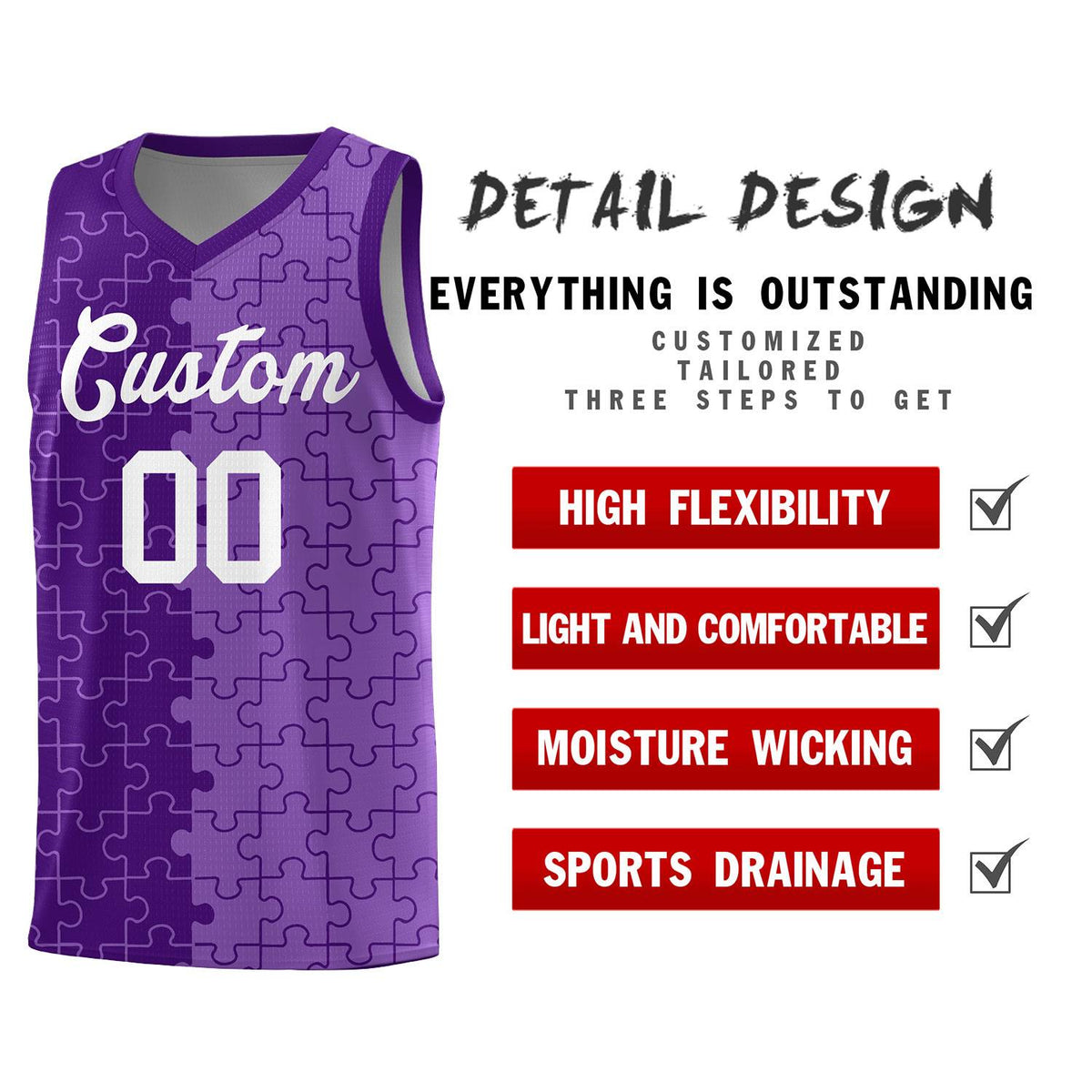 Custom Purple Light Purple Basketball Jersey
