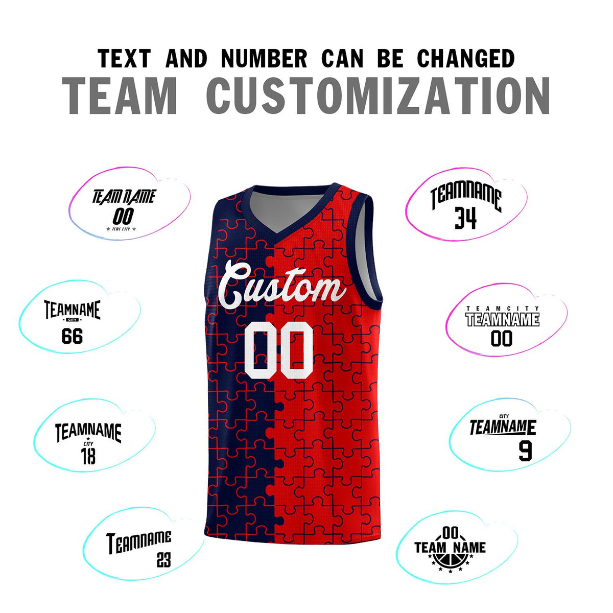 Custom Navy Red Basketball Jersey