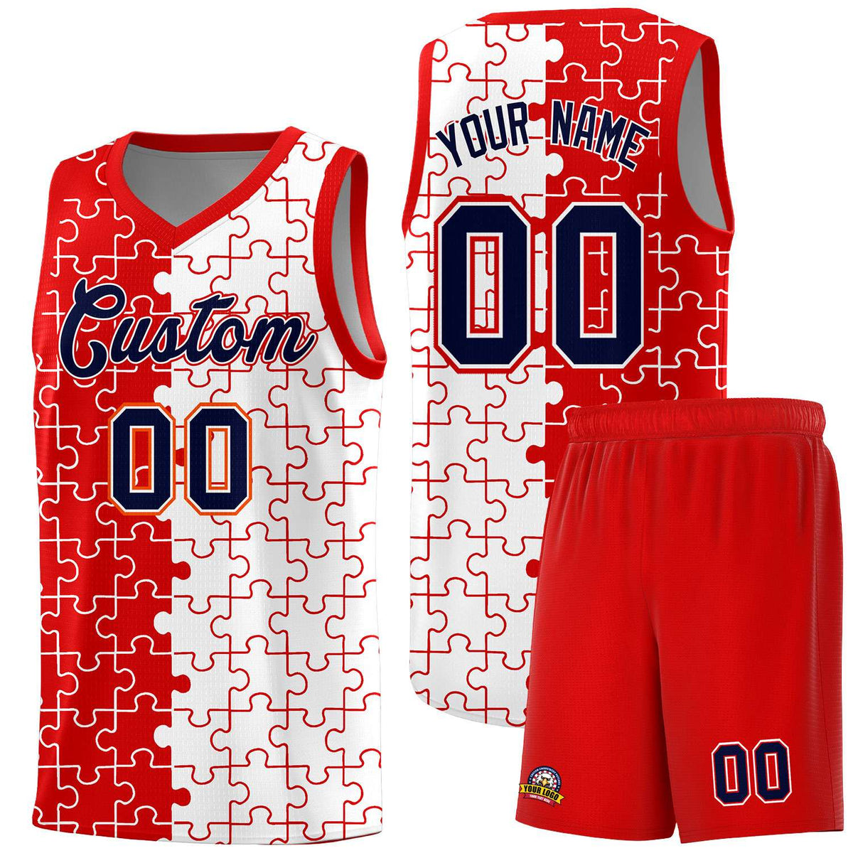 Custom Red White Basketball Jersey