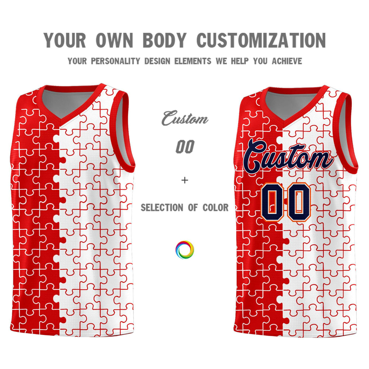 Custom Red White Basketball Jersey