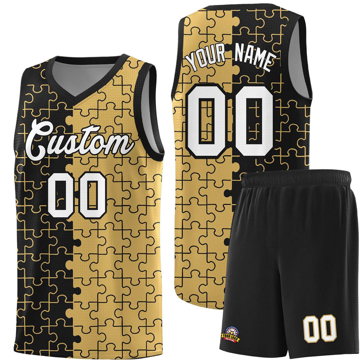 Custom Black Old Gold Basketball Jersey