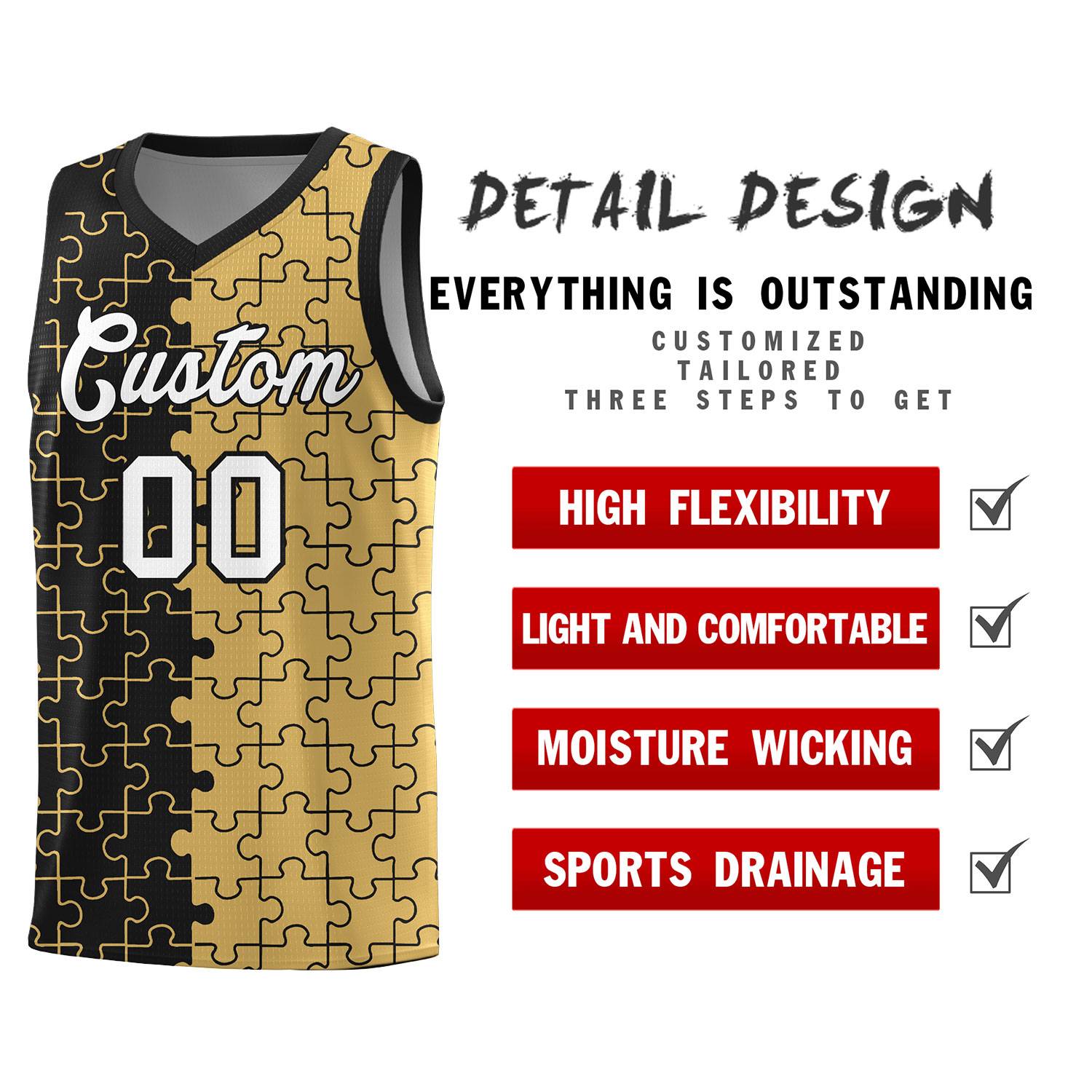 Custom Black Old Gold Basketball Jersey