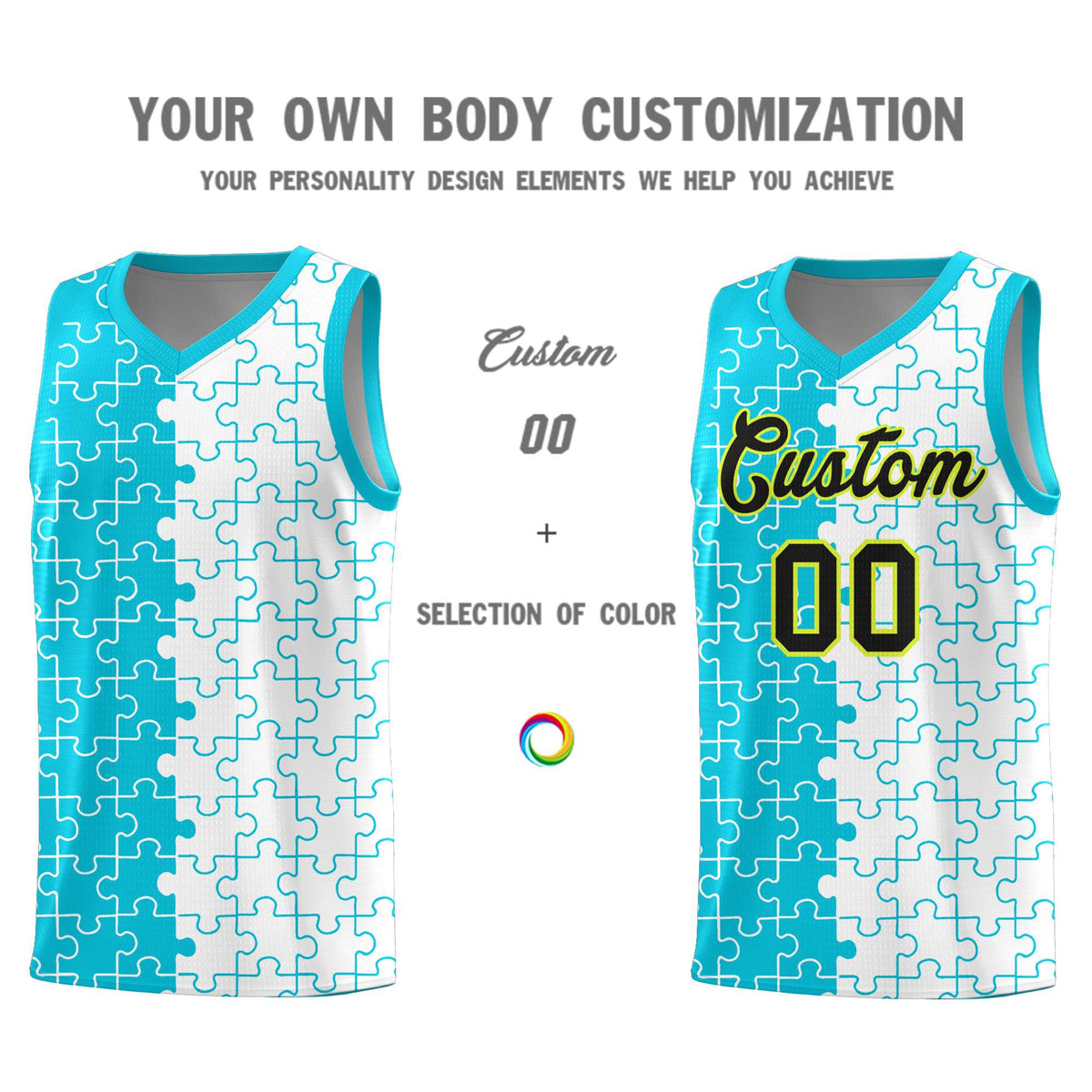 Custom Sky Blue White Basketball Jersey