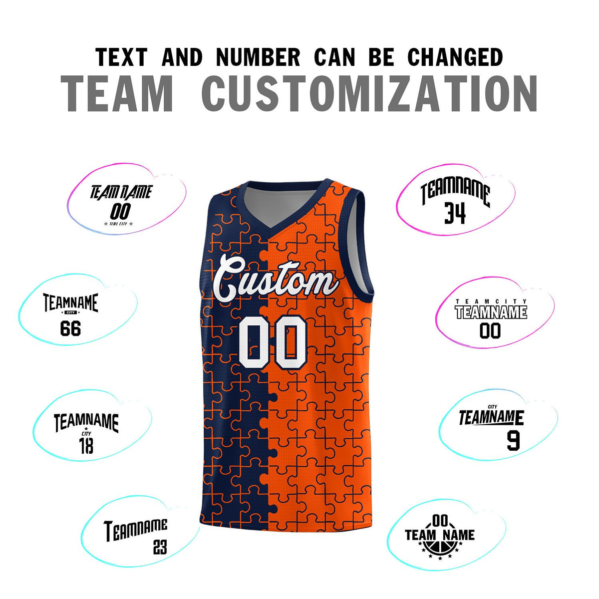 Custom Navy Orange Basketball Jersey