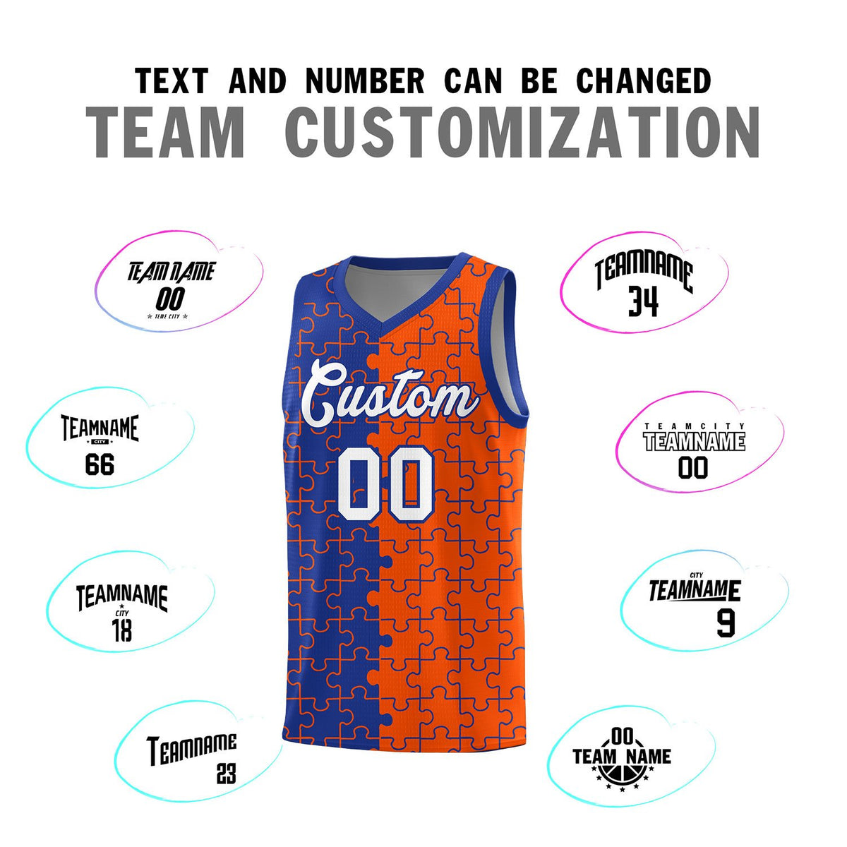 Custom Royal Blue Orange Basketball Jersey