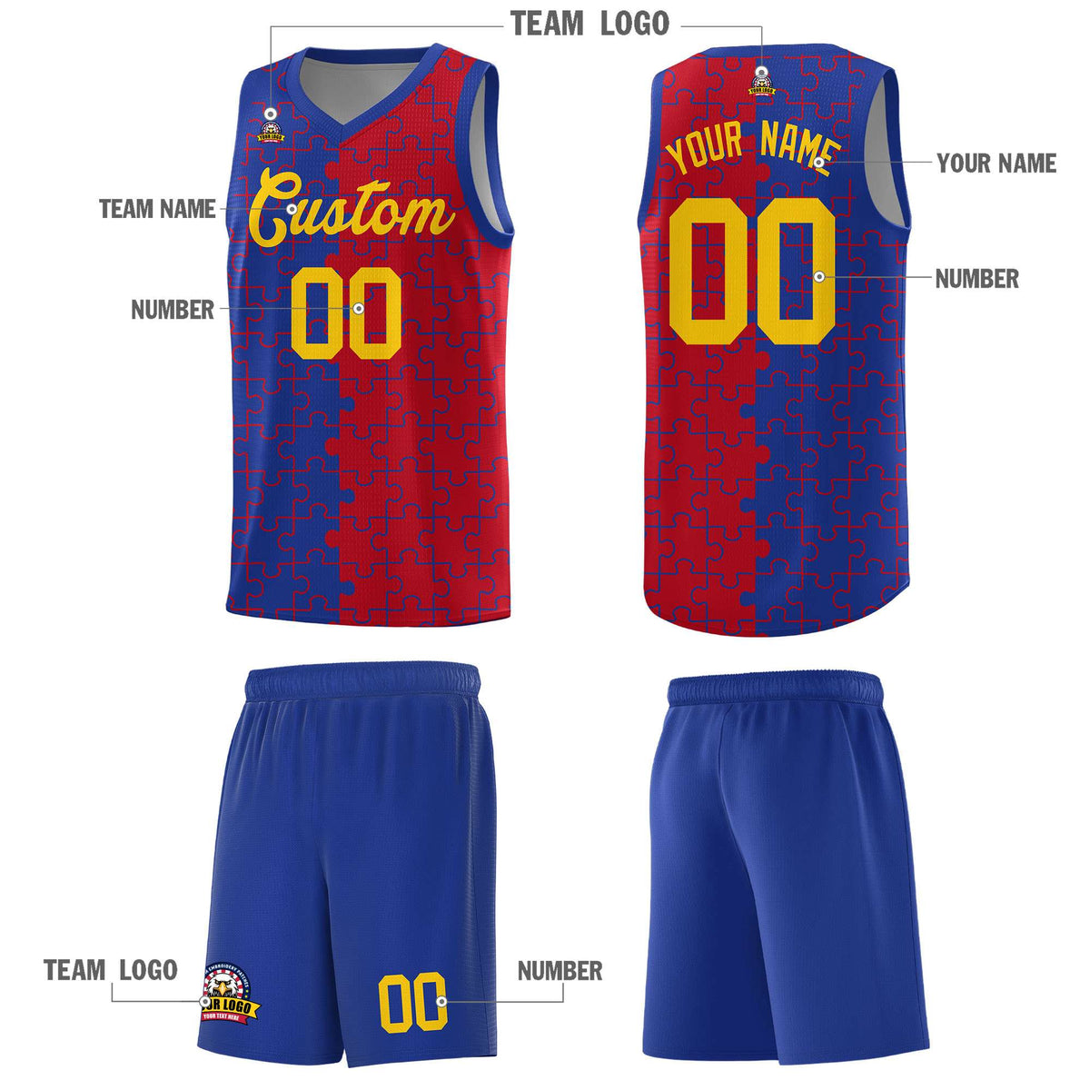Custom Royal Blue Red Basketball Jersey