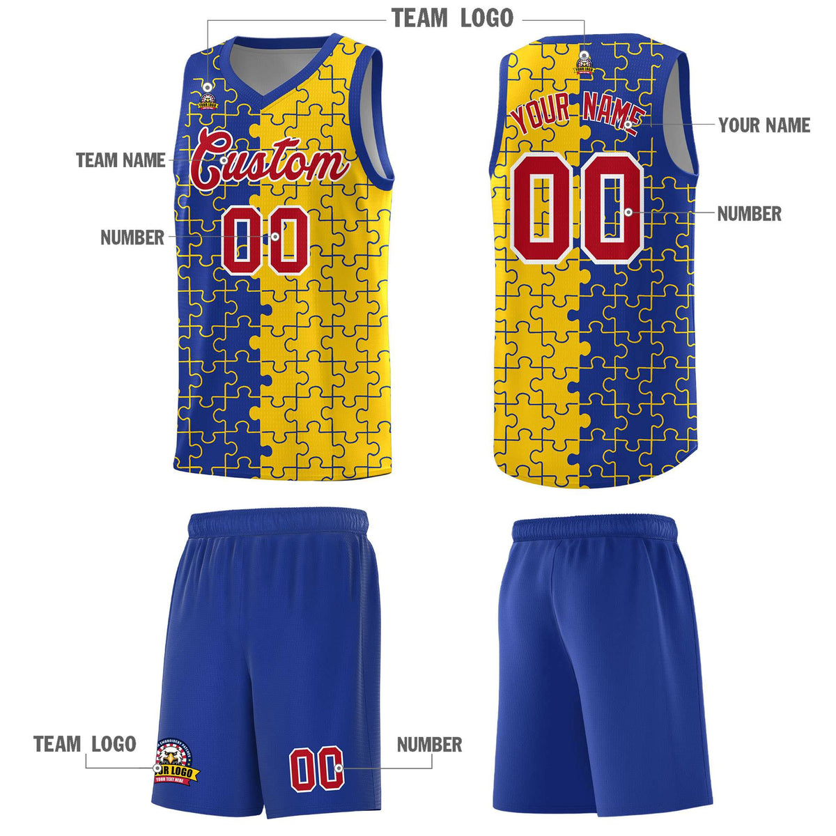 Custom Royal Blue Gold Basketball Jersey