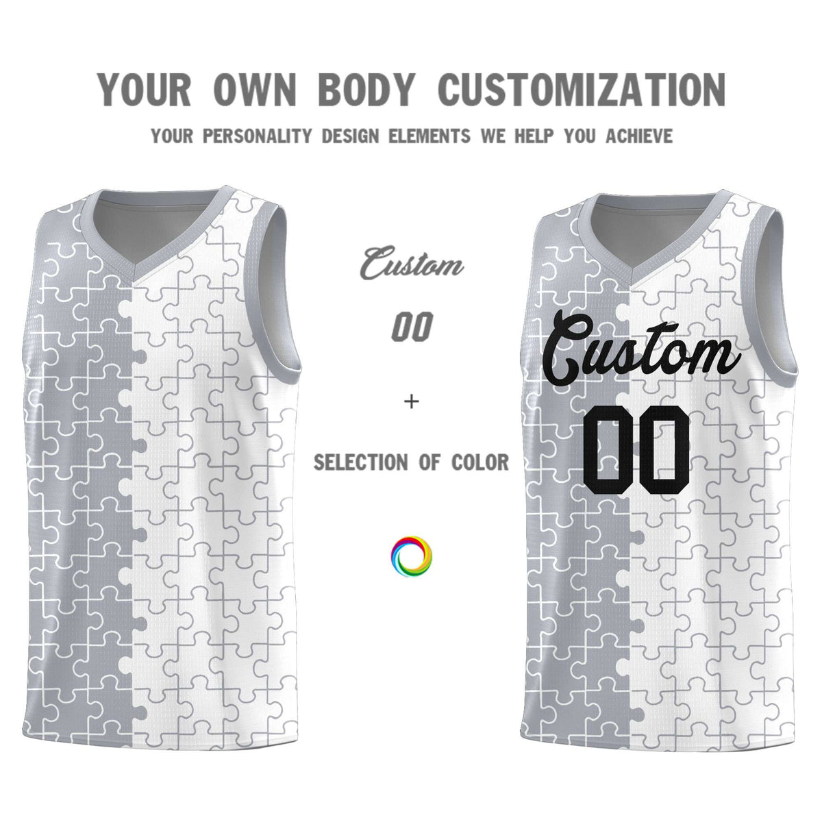 Custom Gray White Basketball Jersey