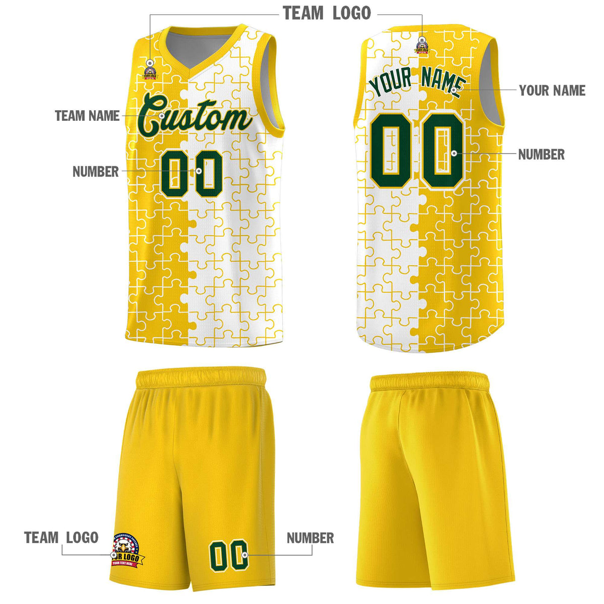 Custom Gold White Basketball Jersey