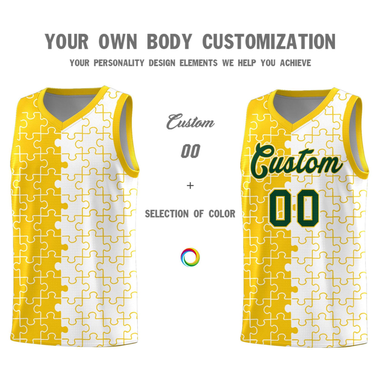 Custom Gold White Basketball Jersey