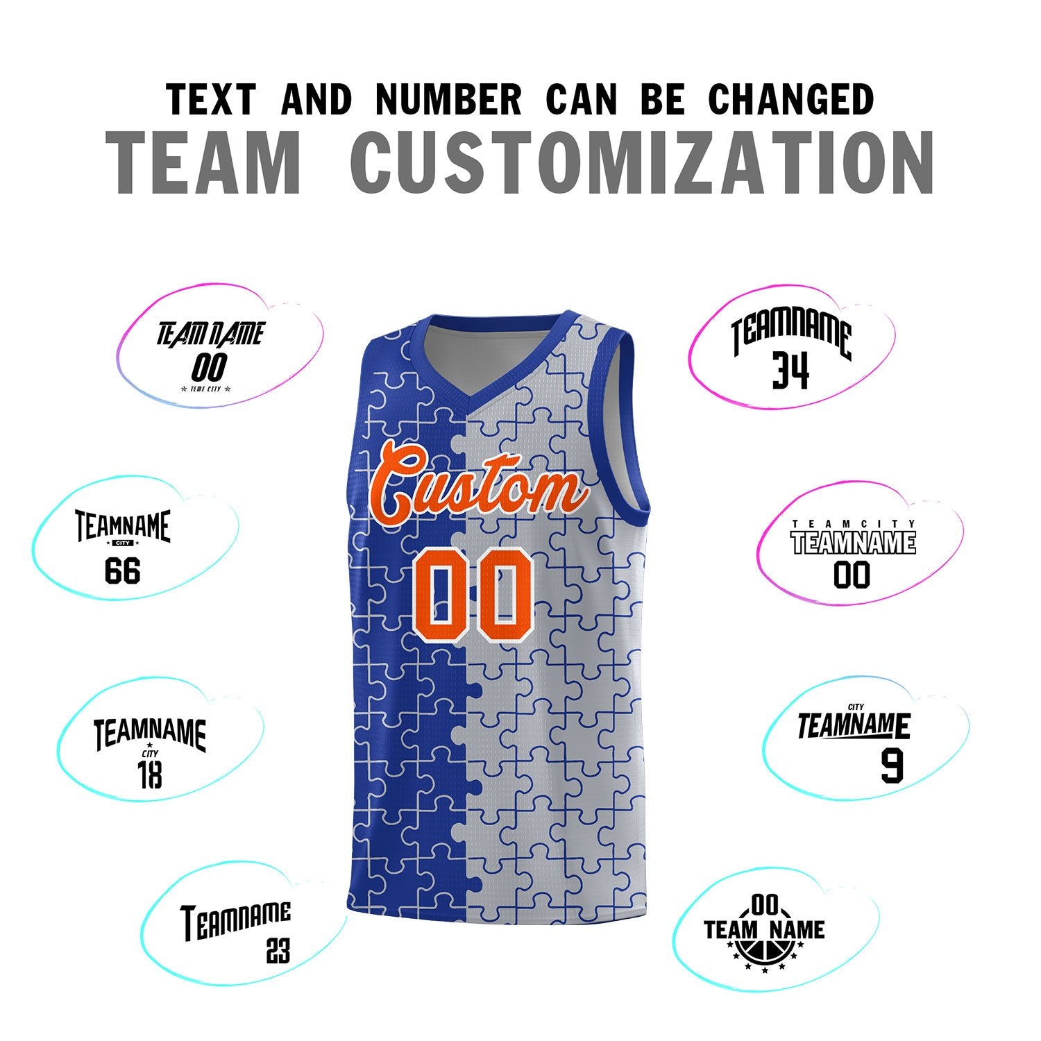 Custom Royal Blue Gray Basketball Jersey