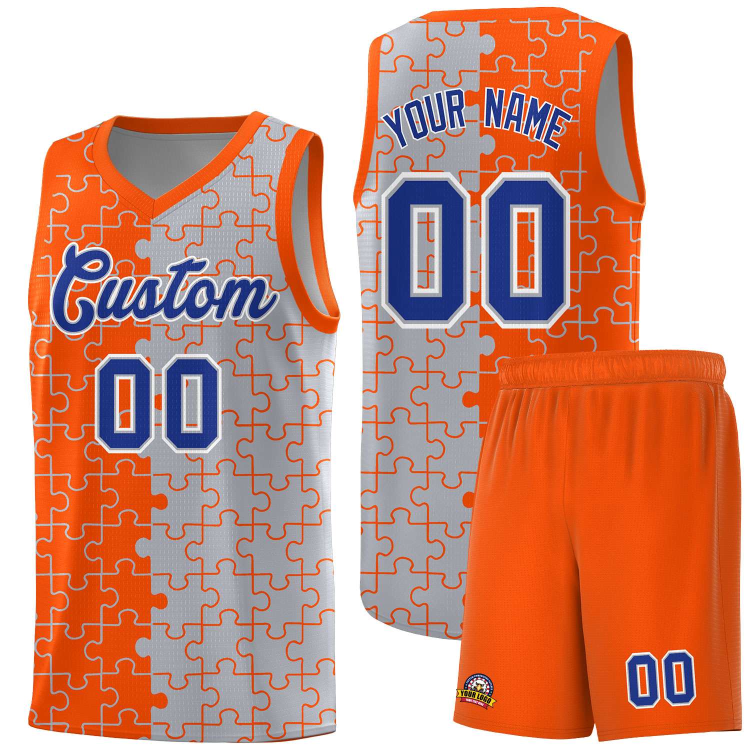 Custom Orange Gray Basketball Jersey