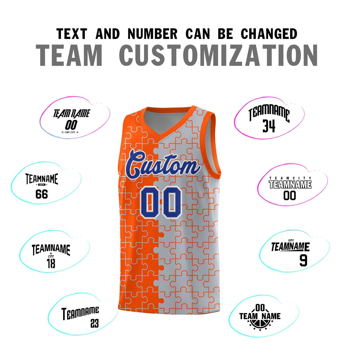 Custom Orange Gray Basketball Jersey