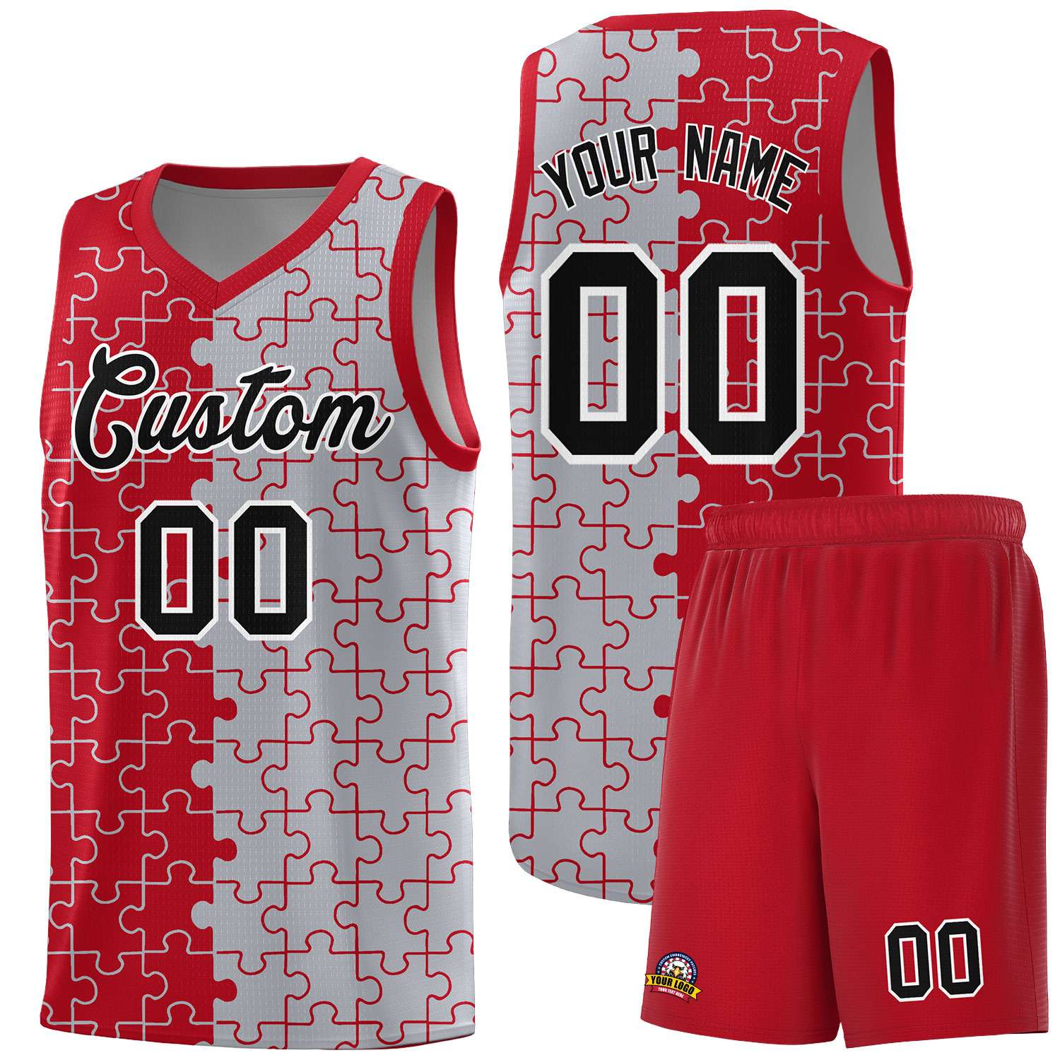 Custom Red Gray Basketball Jersey