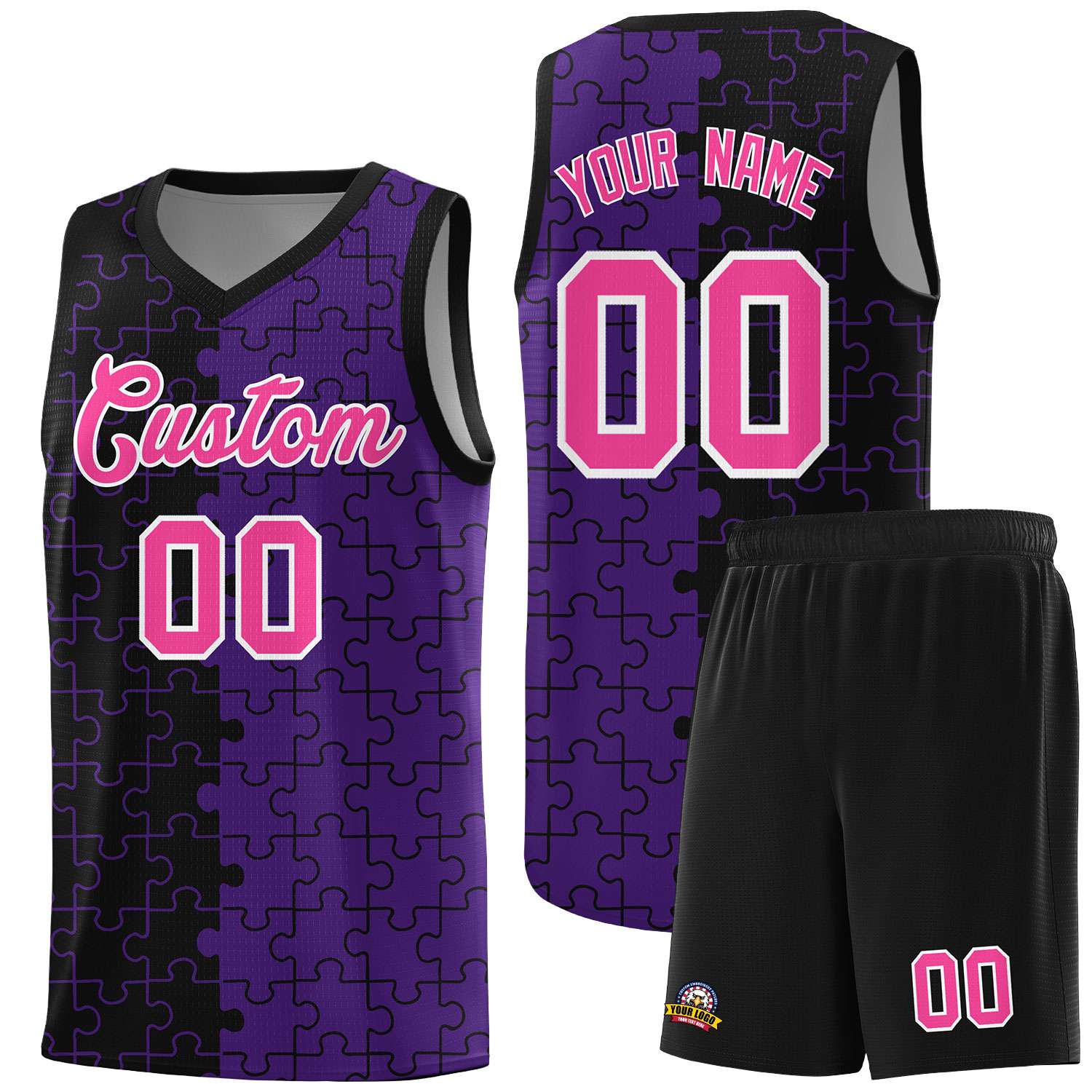 Custom Black Purple Basketball Jersey