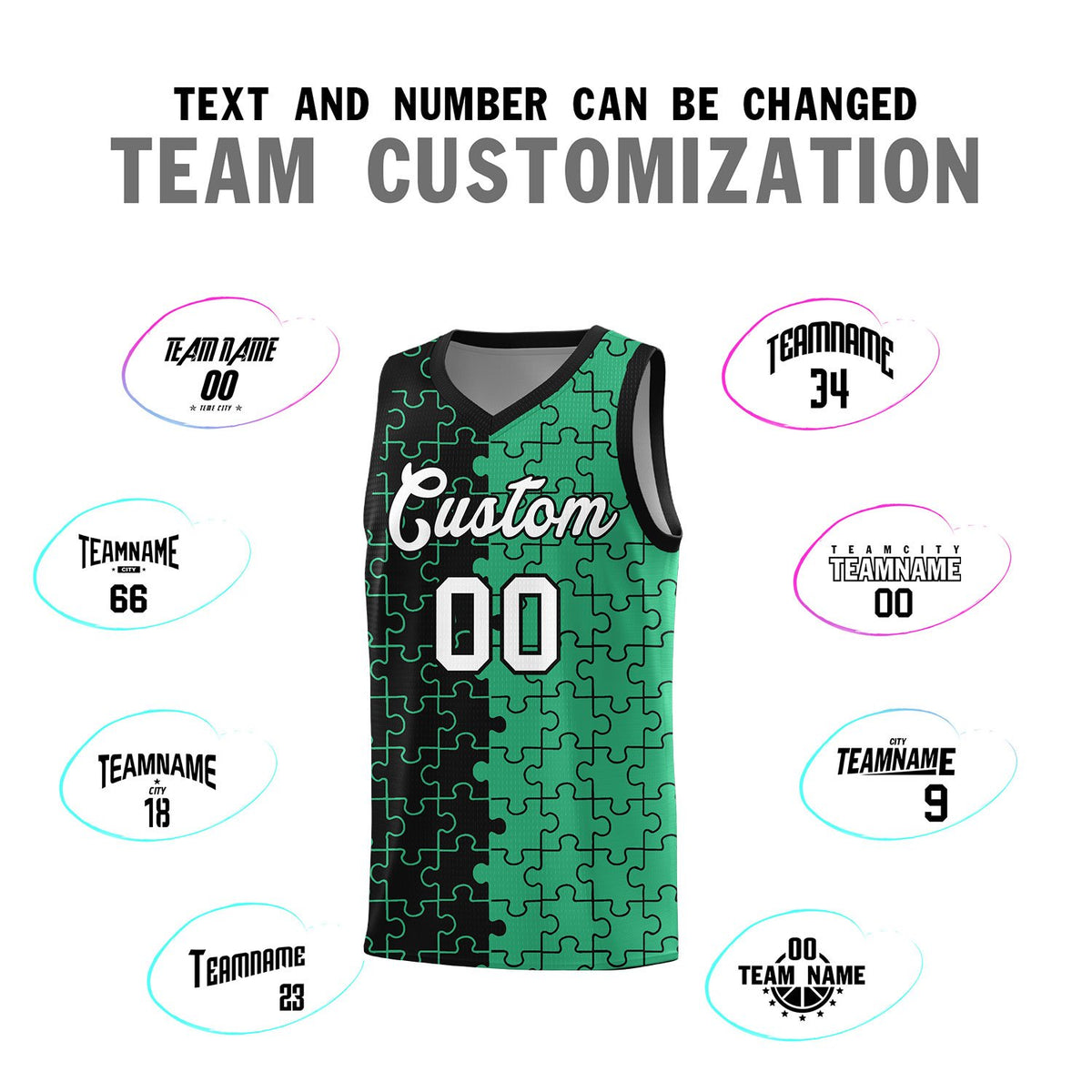 Custom Black Green Basketball Jersey