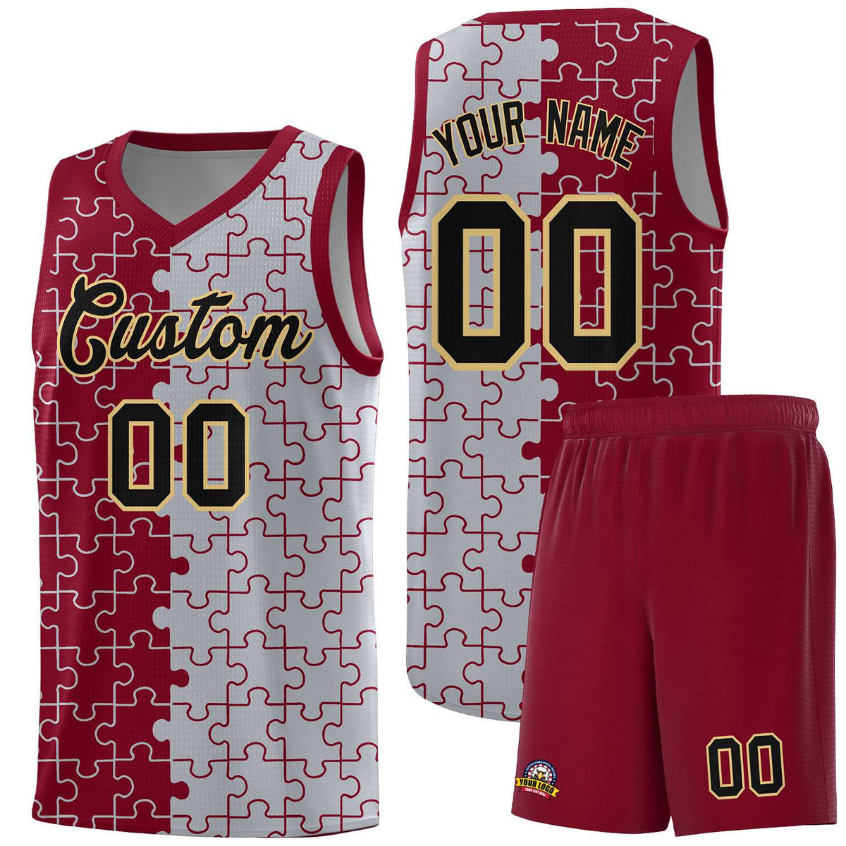 Custom Crimson Gray Basketball Jersey